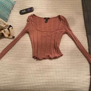 Rose Gold Long Sleeve Crop Top